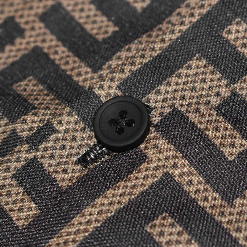 Fendi logo Print Brown Premium Cotton Shirt-3