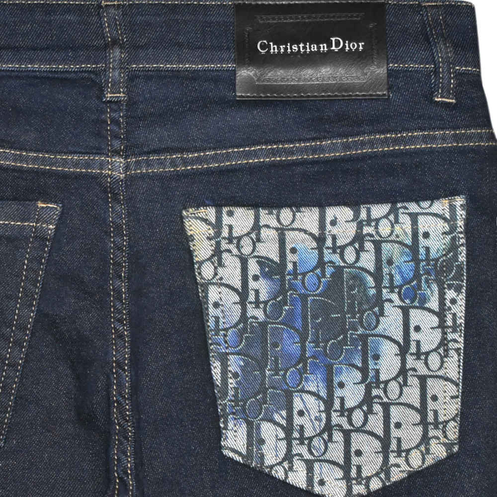 Dior Pocket-printed Dark Blue Premium Jeans-thumb-3