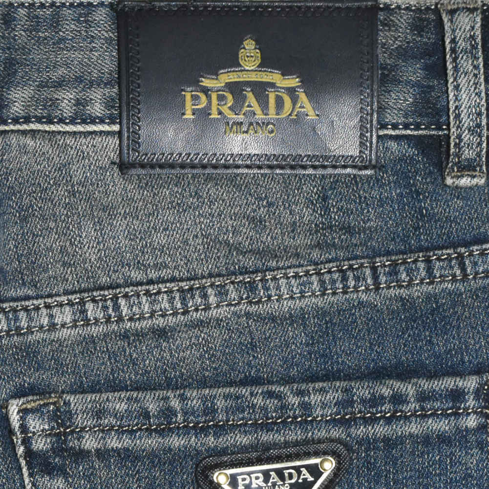 Prada Triangle Logo Dark Blue Premium Jeans-thumb-4