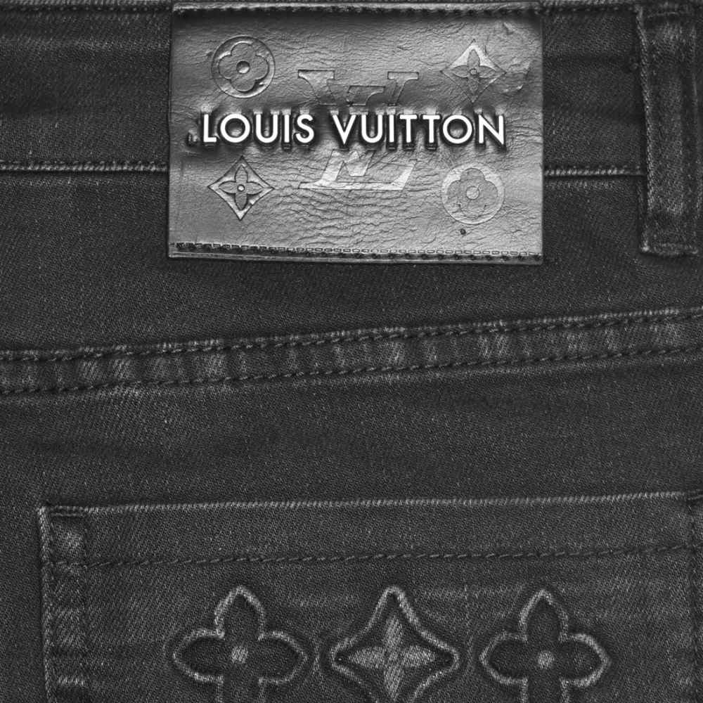 Louis Vuitton Monogram Printed Black Premium Jeans-thumb-4