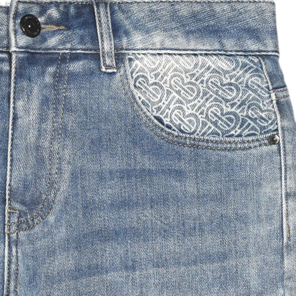 Burberry TB Print Light Blue Premium Jeans-thumb-1