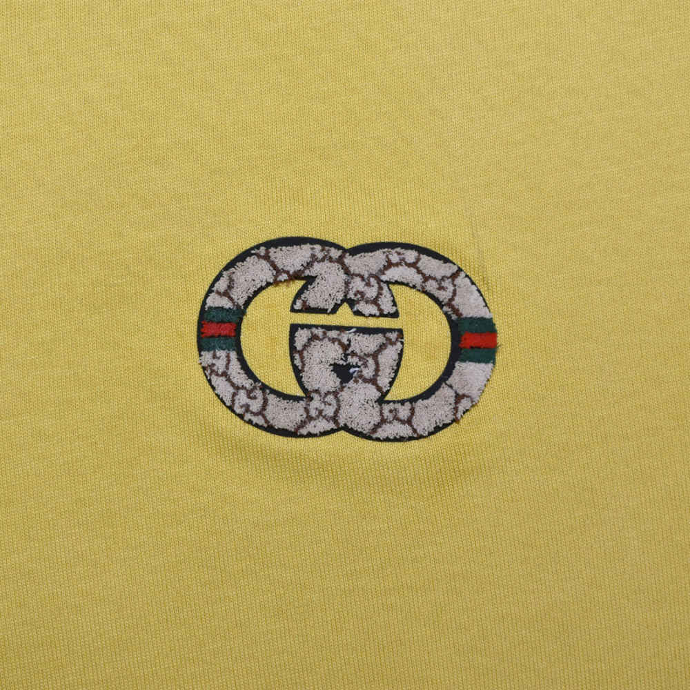 Gucci Embossed Logo Yellow Premium Quality T-shirt-4