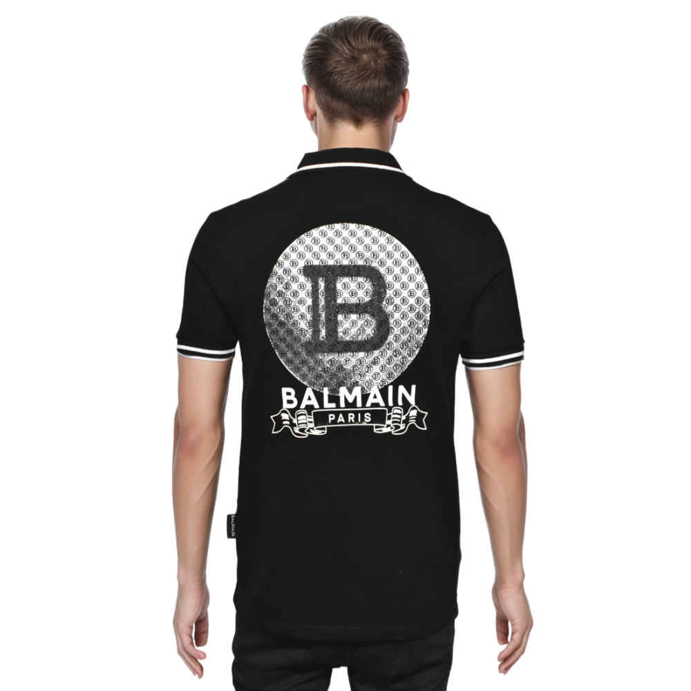 Balmain Black Contrast Tipping Premium T-shirt-thumb-1