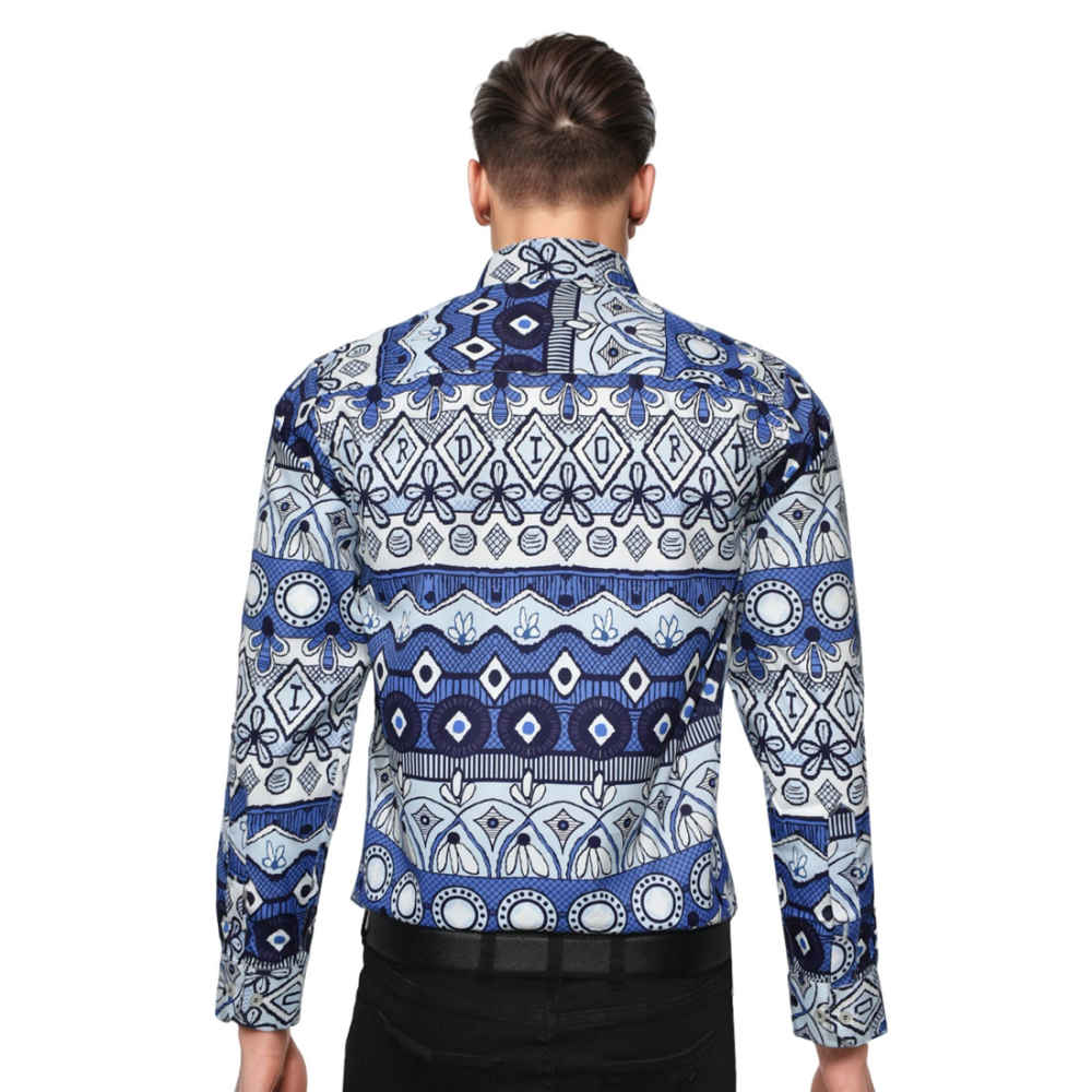 Christian Dior Blue Premium Printed Shirt-thumb-1