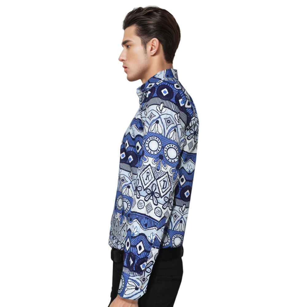 Christian Dior Blue Premium Printed Shirt-thumb-2