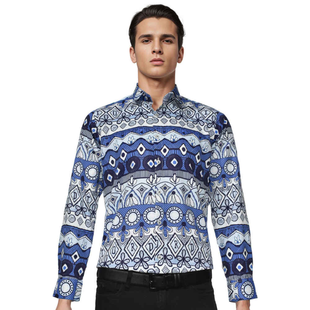 Christian Dior Blue Premium Printed Shirt-thumb-0