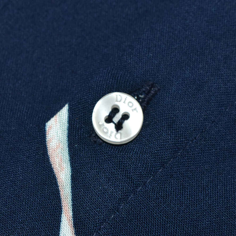 Dior Floral Printed Blue Premium Cotton Shirt-3