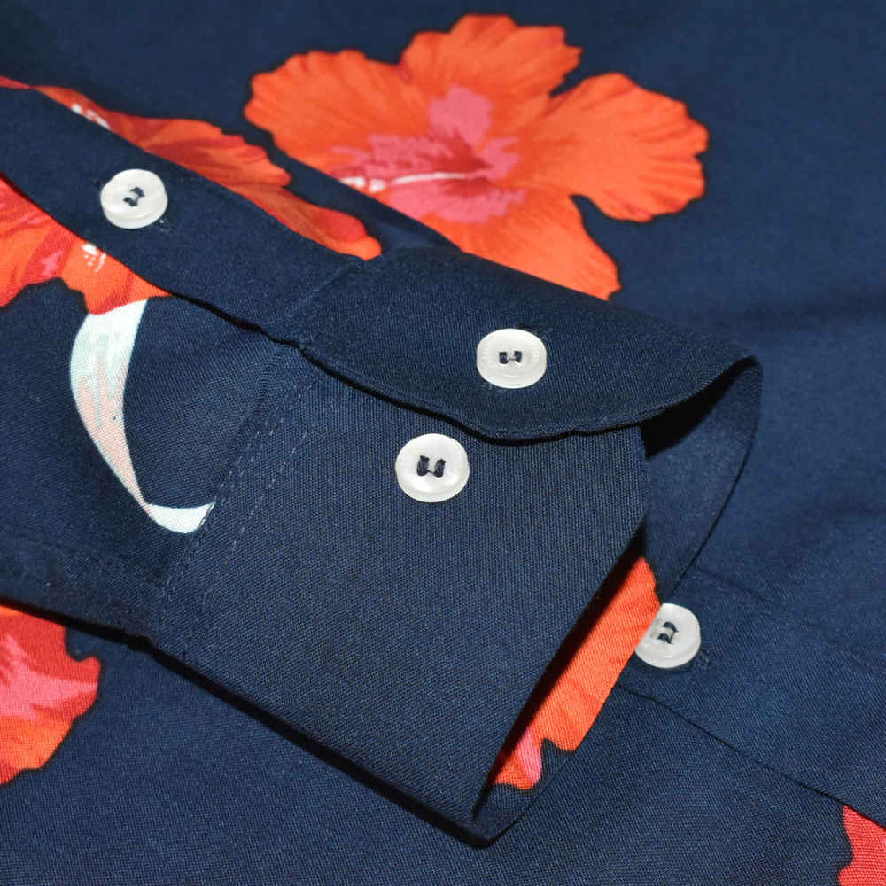 Dior Floral Printed Blue Premium Cotton Shirt-5