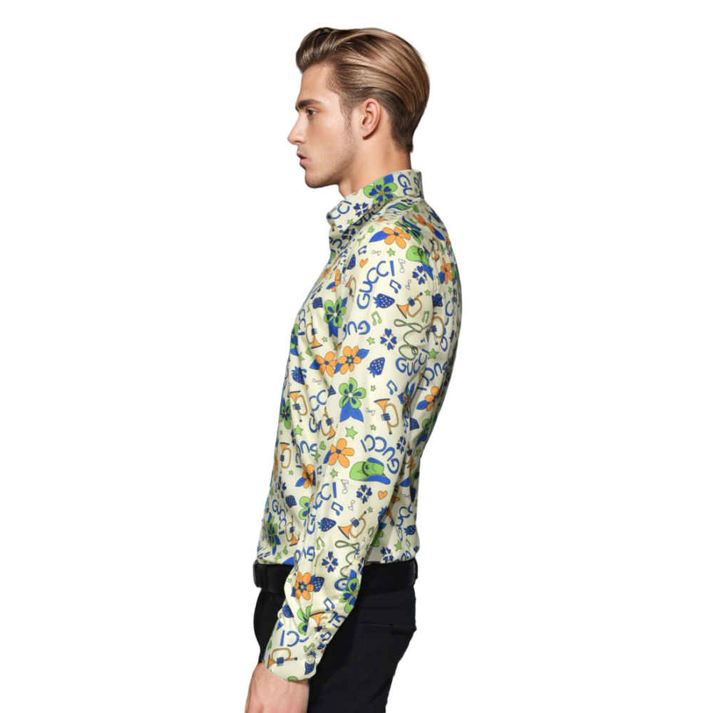 Gucci Cream Premium Printed Cotton Shirt-1