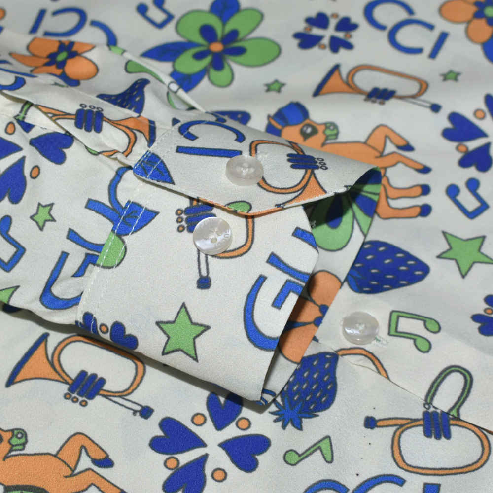 Gucci Cream Premium Printed Cotton Shirt-4