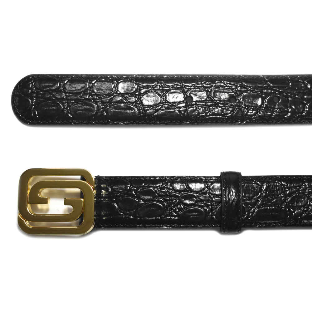 Gucci Black Reversible belt with squared Interlocking-3