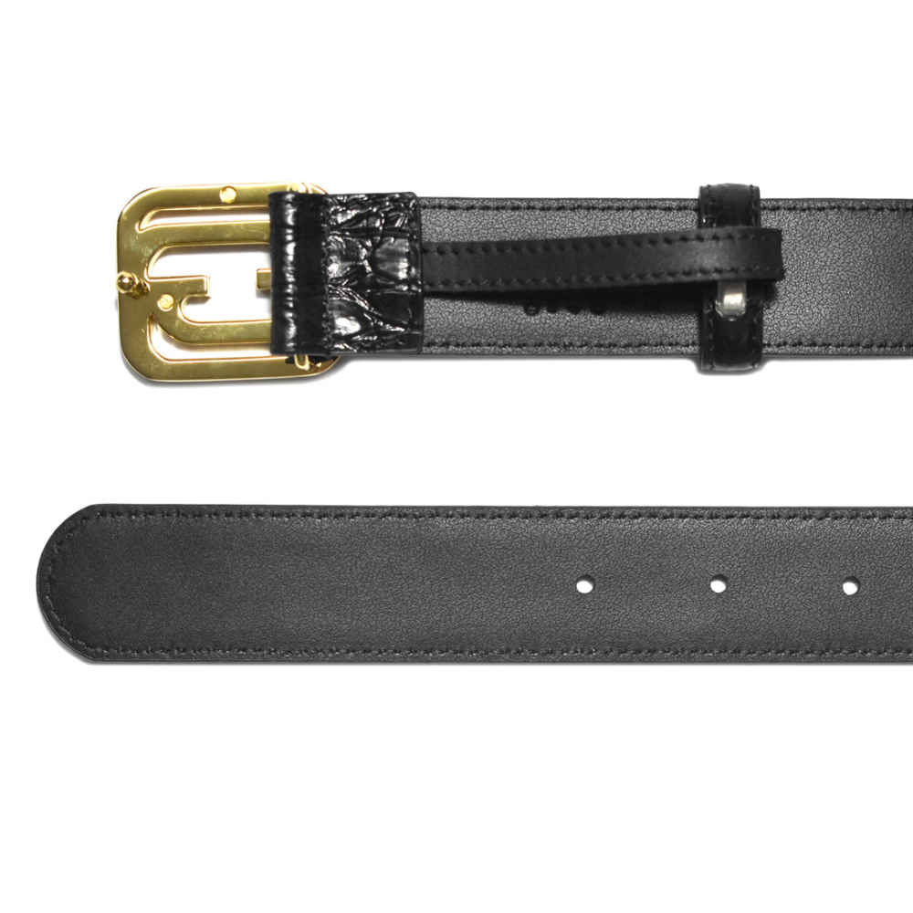 Gucci Black Reversible belt with squared Interlocking-4