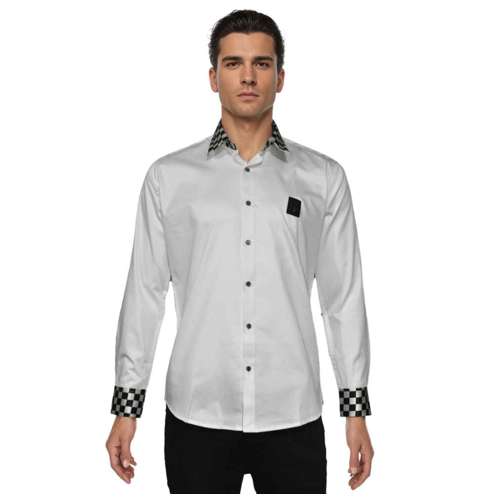 Prada logo Patch White Premium Cotton Shirt-thumb-5