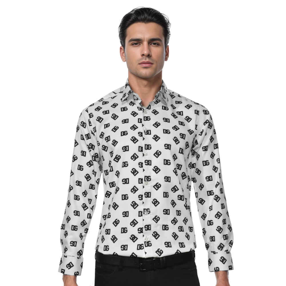 Dolce & Gabbana All Over Printed White Cotton Shirt-thumb-0