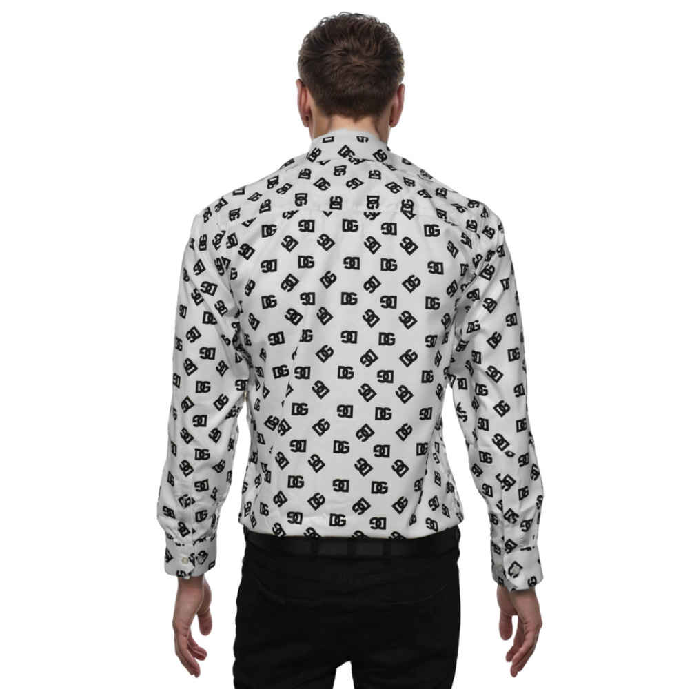 Dolce & Gabbana All Over Printed White Cotton Shirt-thumb-1