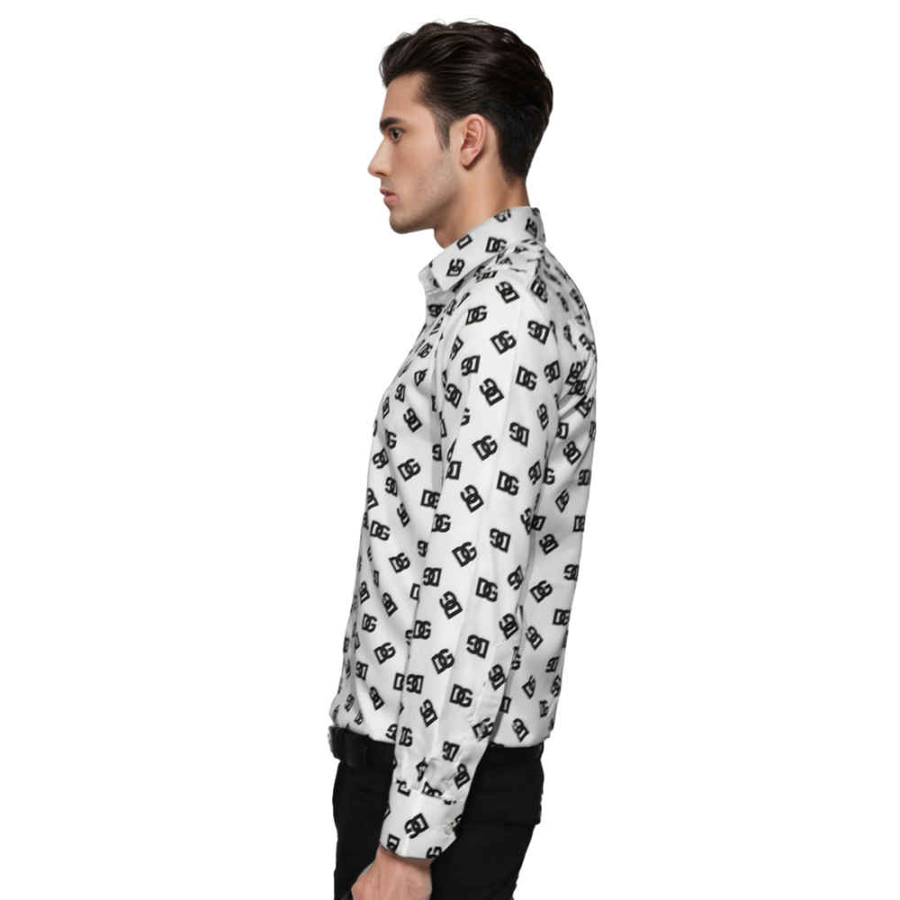 Dolce & Gabbana All Over Printed White Cotton Shirt-thumb-2