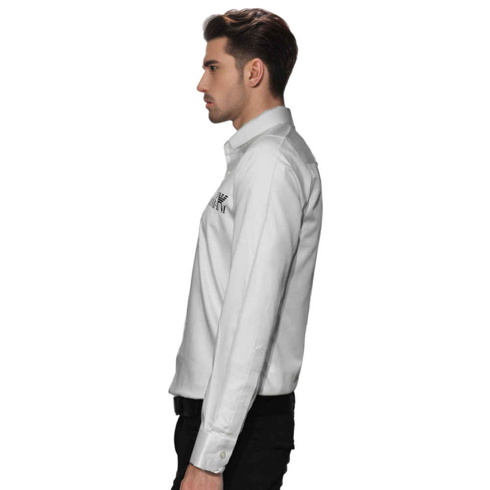 Emporio Armani logo Print White Cotton Shirt-2