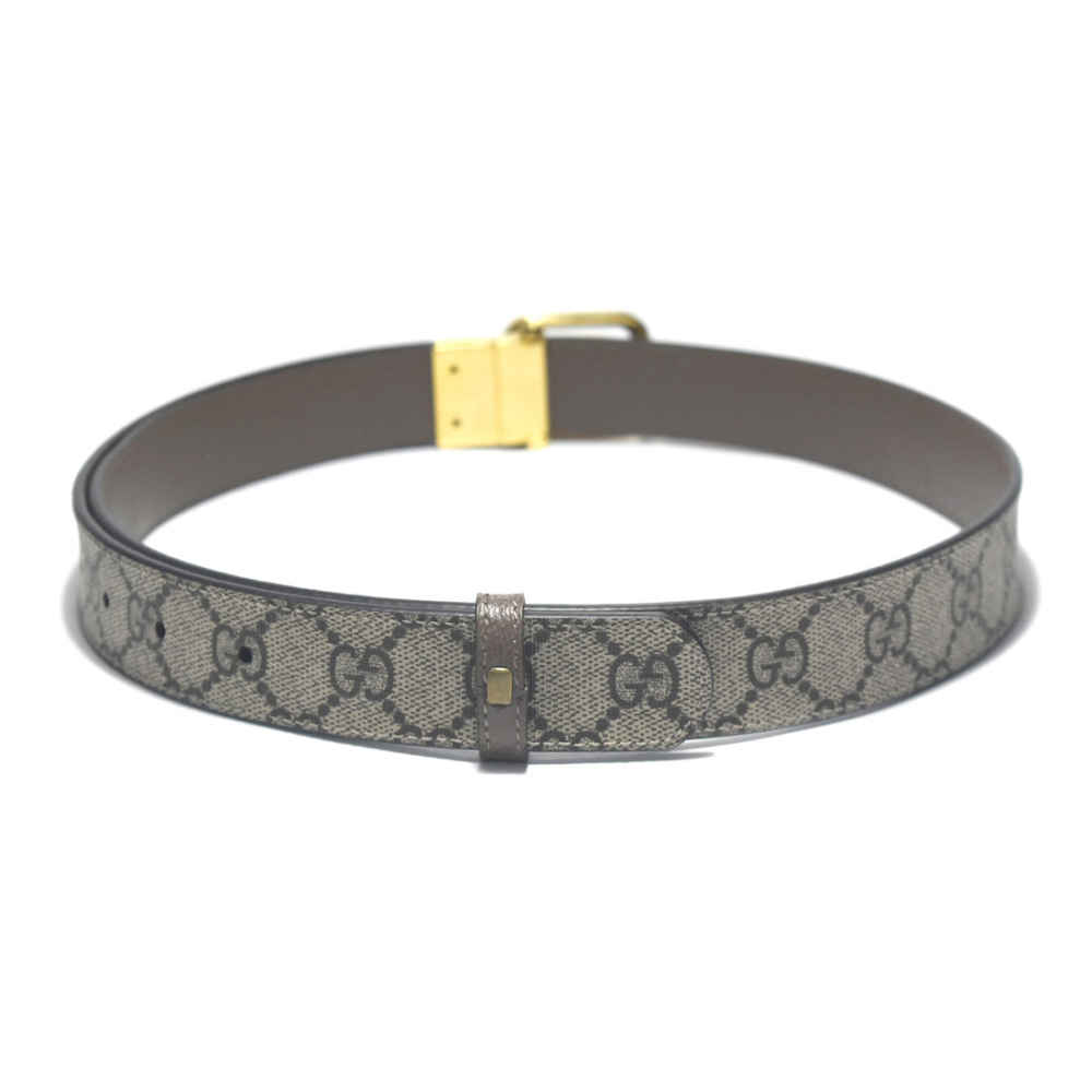 Gucci Supreme Canvas & Grained leather Reversible Belt-thumb-1
