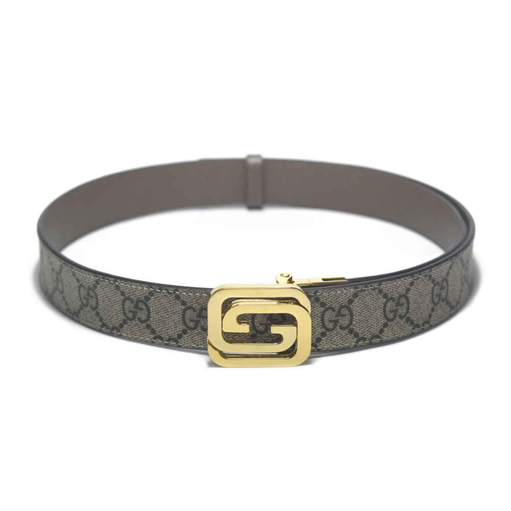 Gucci Supreme Canvas & Grained leather Reversible Belt-thumb-0
