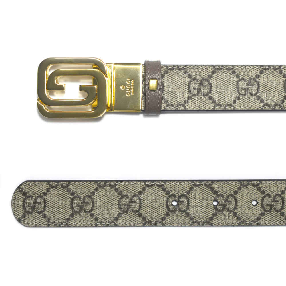 Gucci Supreme Canvas & Grained leather Reversible Belt-thumb-3
