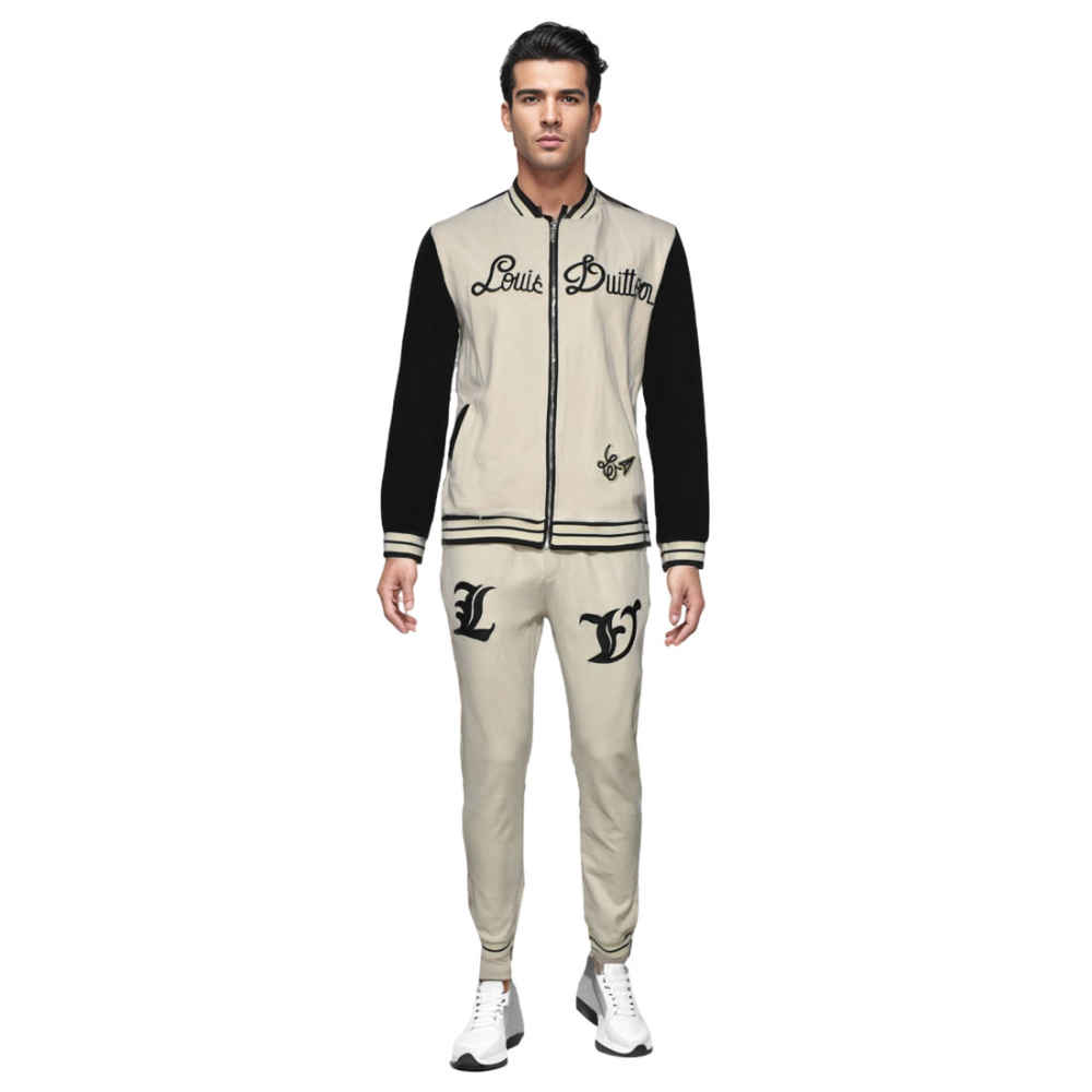 Louis Vuitton Cream Premium Luxury Tracksuit-1