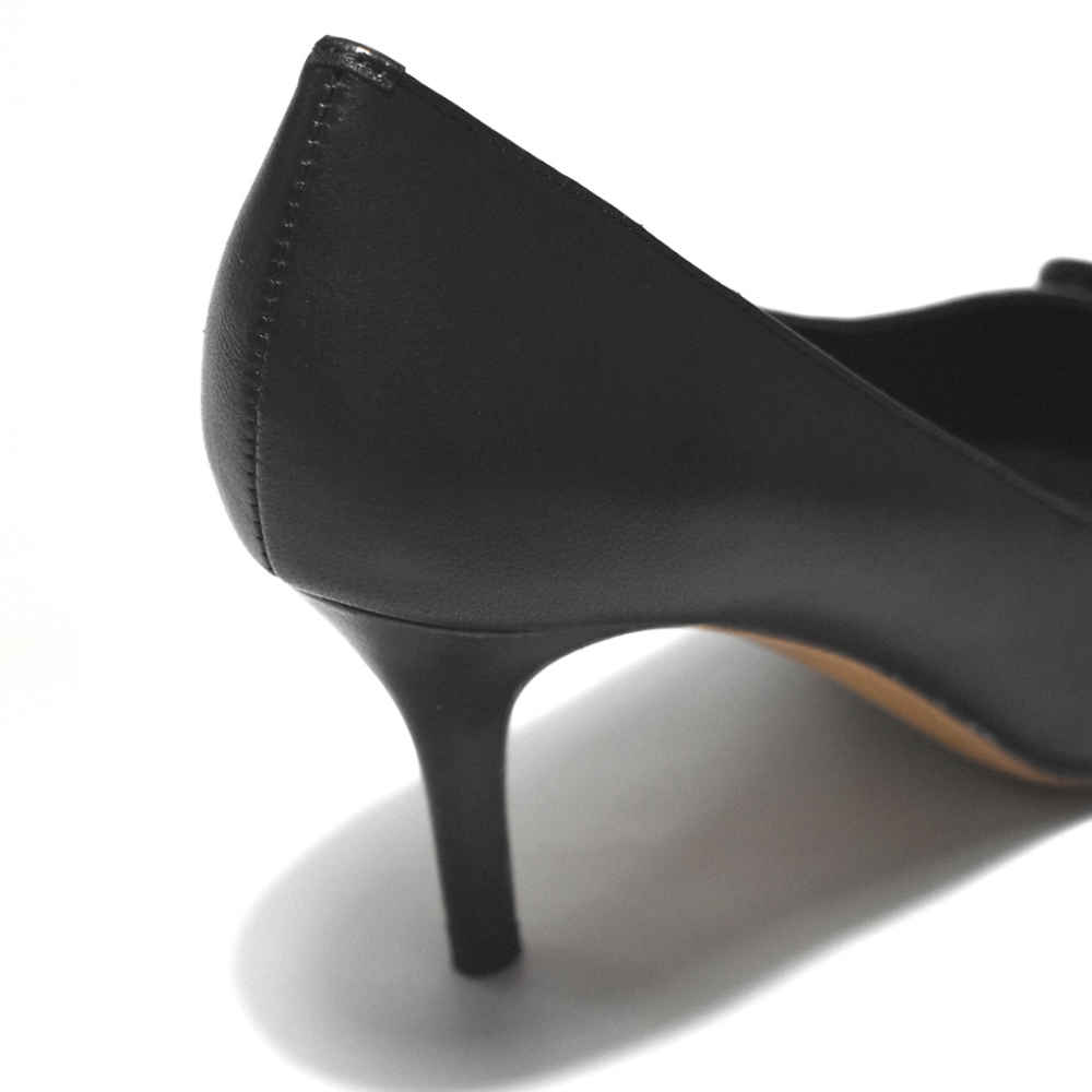 Valentino Black Leather V Logo Pumps Sandals-thumb-4