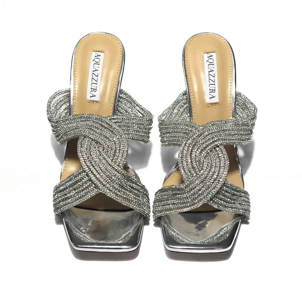 Aquazzura Silver Premium Heel Sandals-5