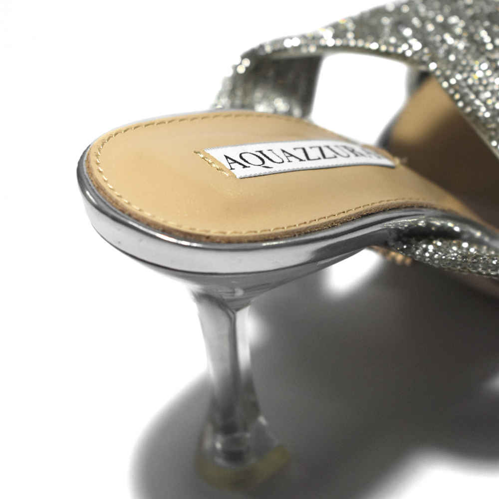 Aquazzura Silver Premium Heel Sandals-4