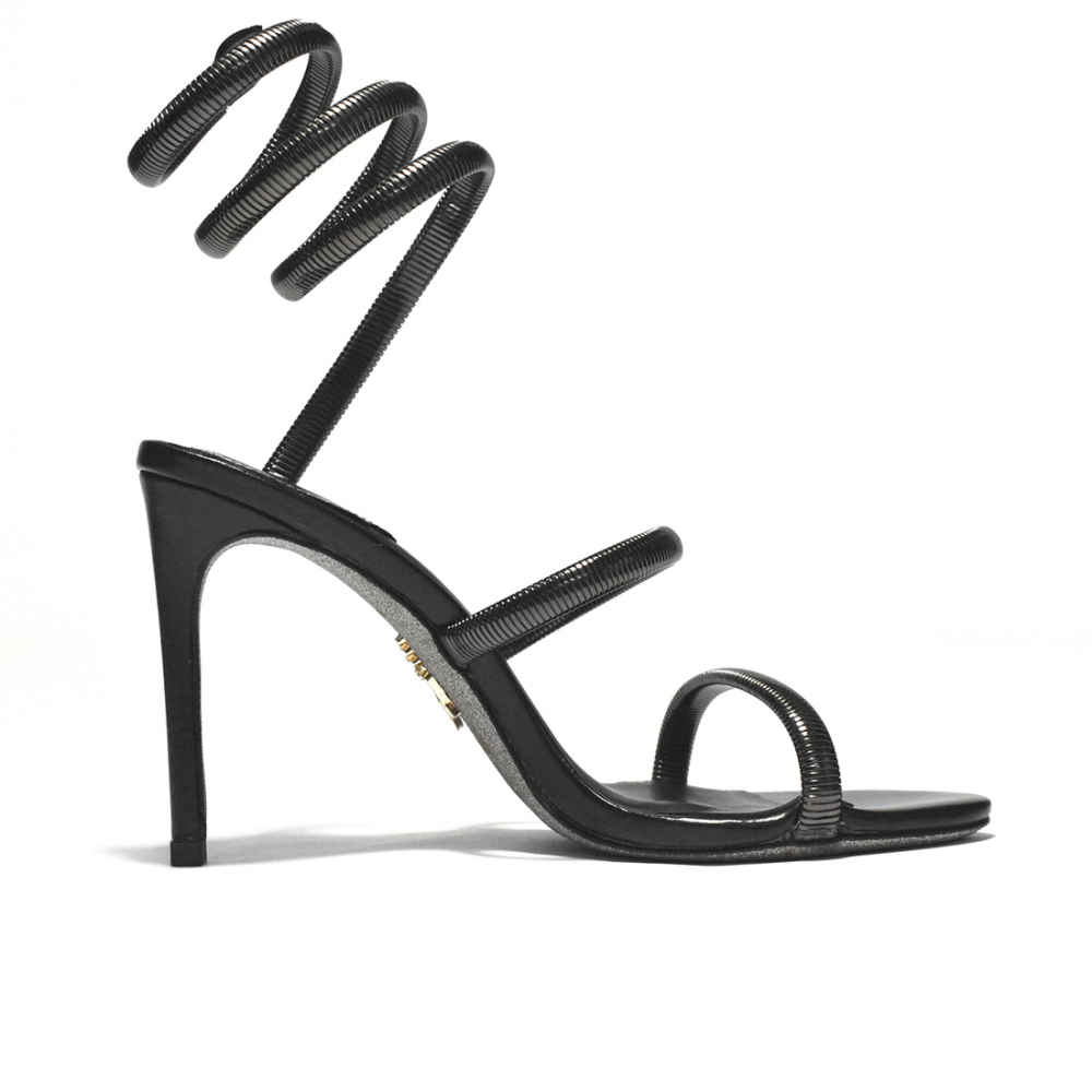 Rene Caovilla Cleo Crystal Black Heel Sandals-2