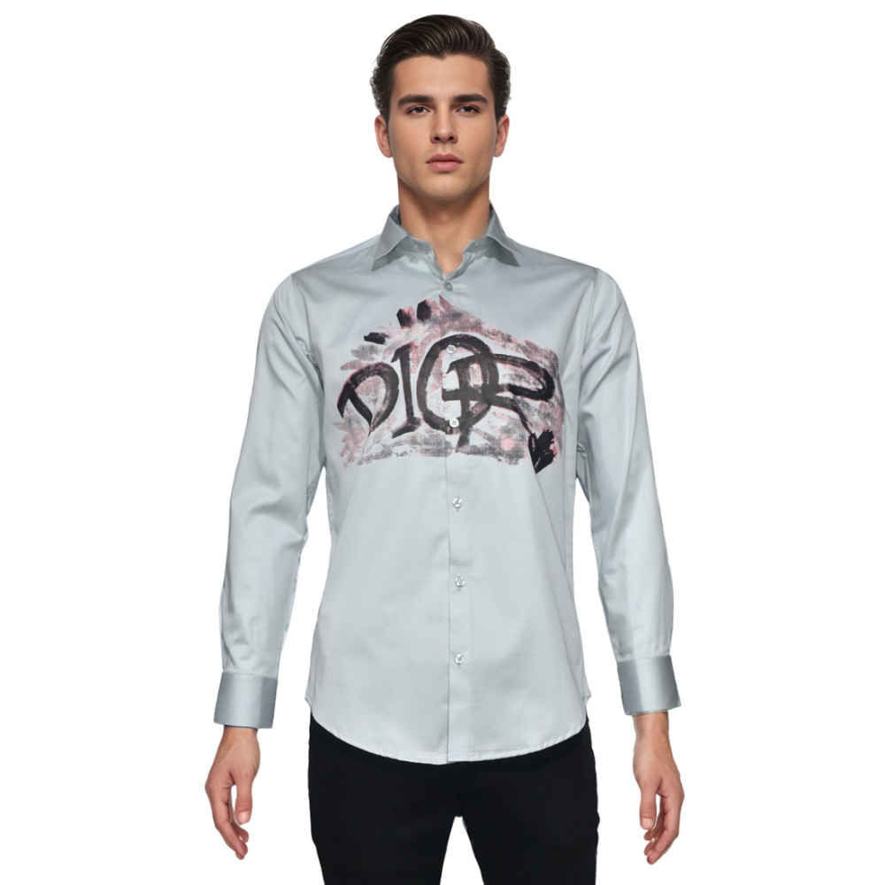 Dior Printed Grey Premium Cotton Shirt-6