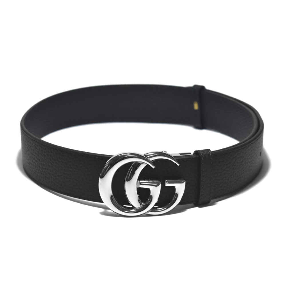Gucci GG Silver Buckle Black Premium Belt-thumb-0