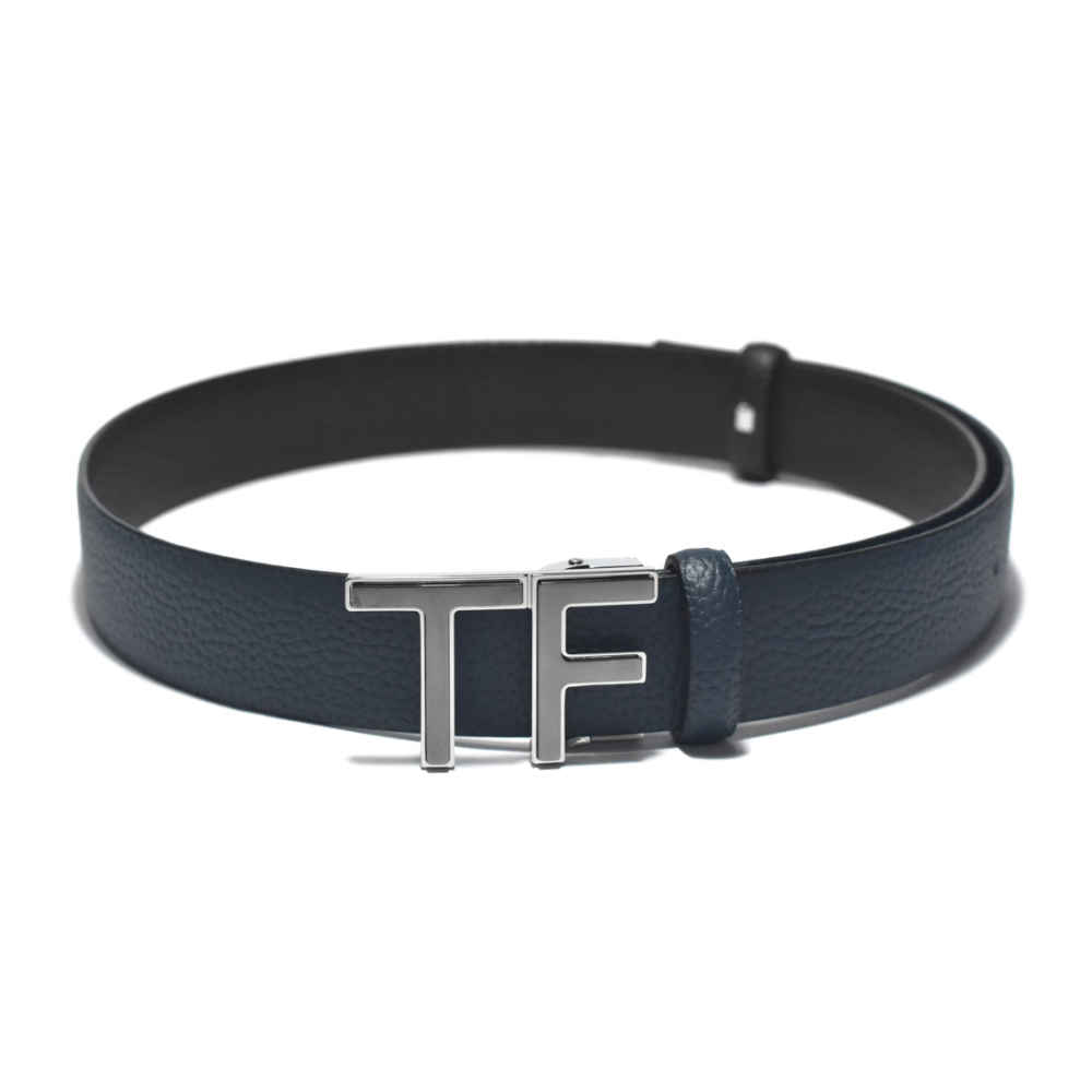 Tom Ford logo Silver Buckle Premium Belt-thumb-0