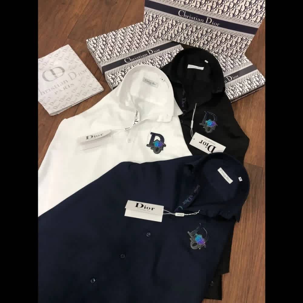 Dior Embroidered logo White Premium Luxury Shirt-thumb-1