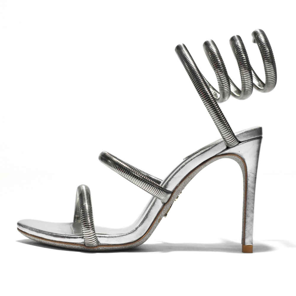 Rene Caovilla Cleo Crystal Silver Heel Sandals-thumb-1
