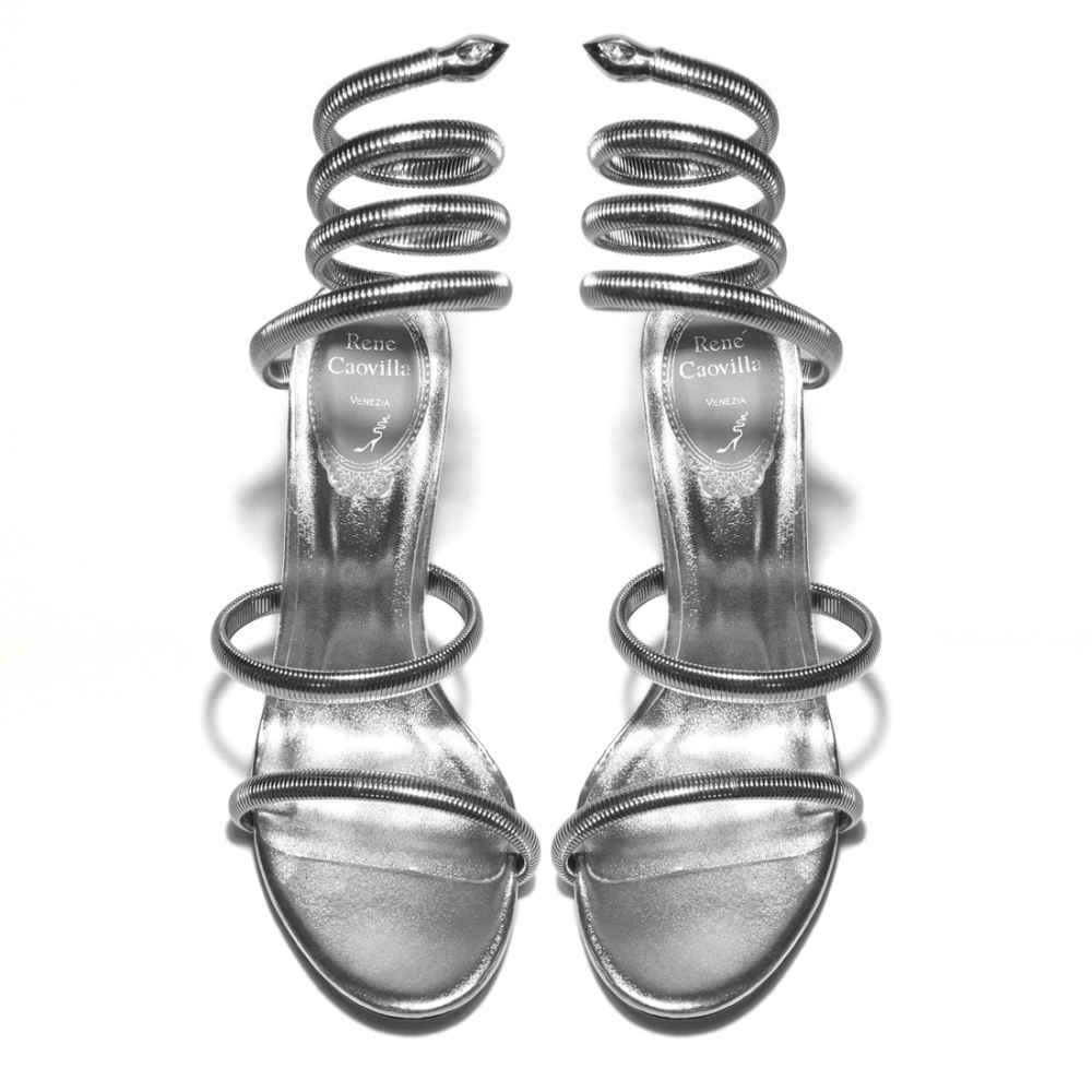 Rene Caovilla Cleo Crystal Silver Heel Sandals-thumb-5