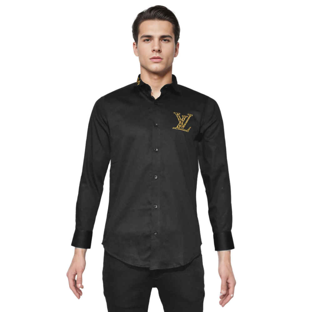 Louis Vuitton Embroidered logo Black Luxury Shirt-thumb-6