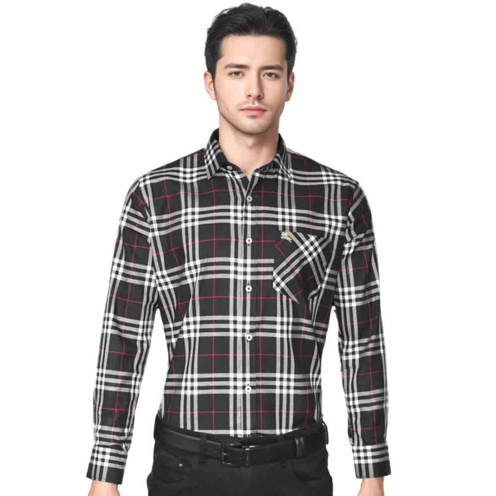 Burberry Black Premium Quality Men's Check Shirt-thumb-0
