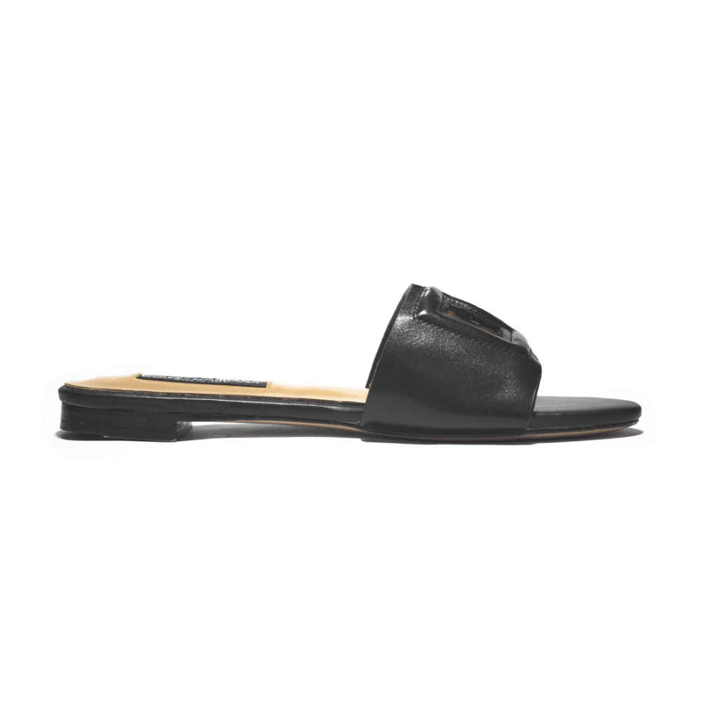 Dolce & Gabbana Black logo Slides Flat Sandals-thumb-2