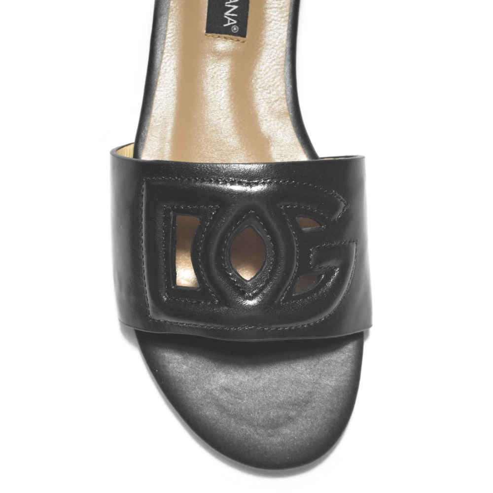 Dolce & Gabbana Black logo Slides Flat Sandals-thumb-3