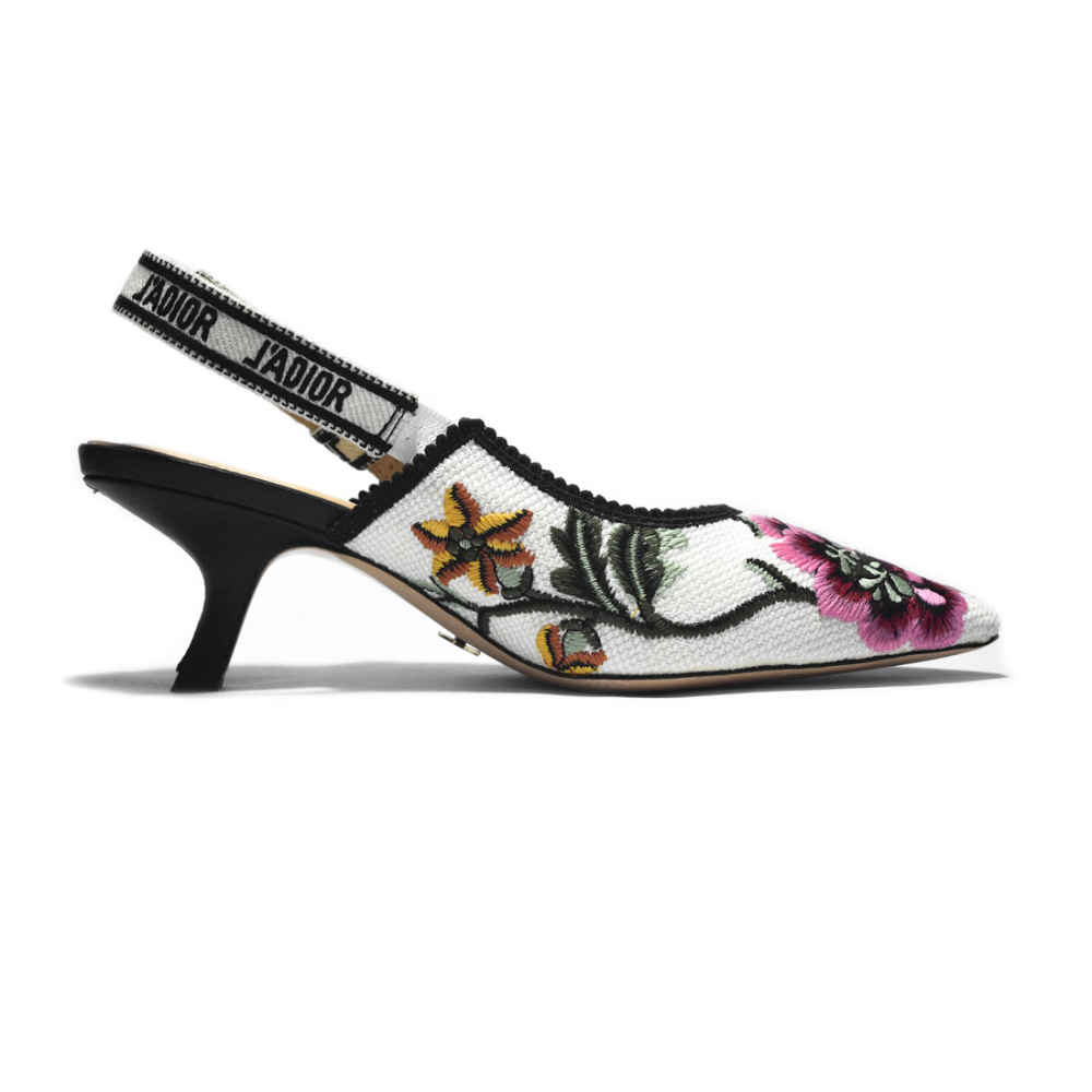 Dior Floral Printed White Premium Heel Sandals-thumb-2