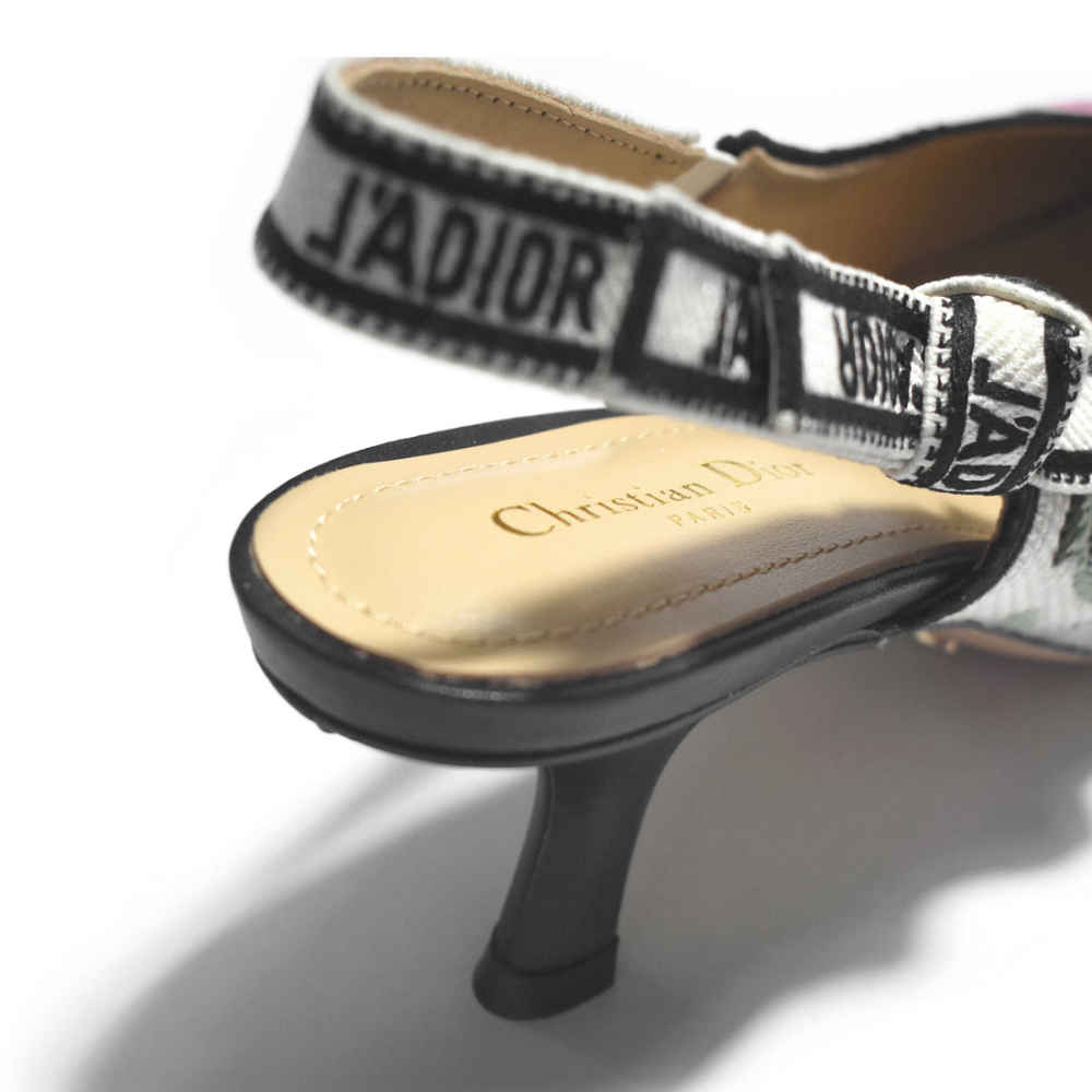 Dior Floral Printed White Premium Heel Sandals-thumb-4