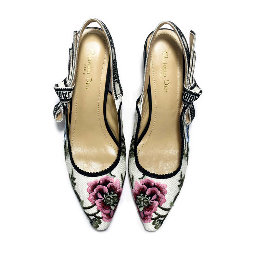 Dior Floral Printed White Premium Heel Sandals-thumb-5