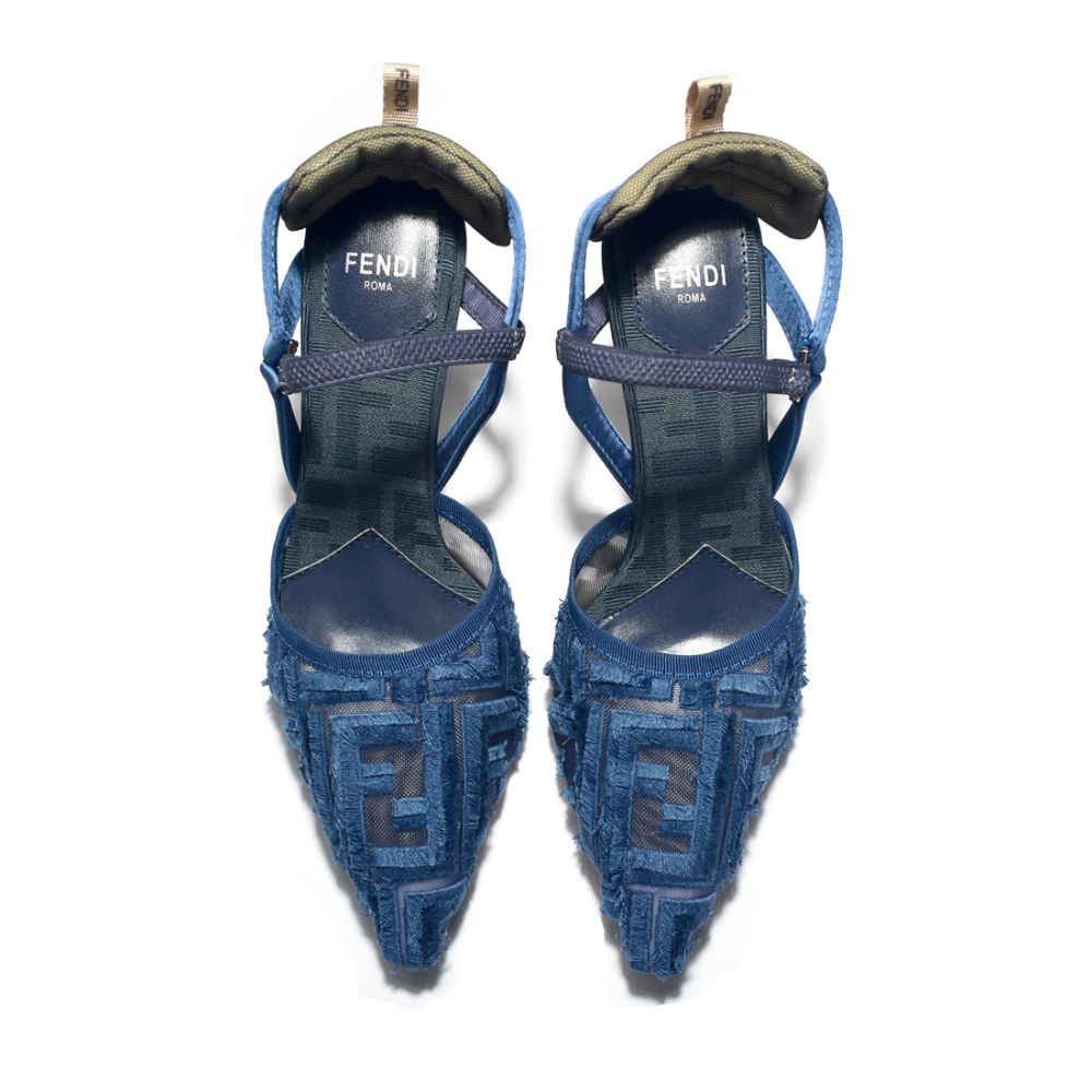 Fendi Blue Denim high-heeled Sandals-5