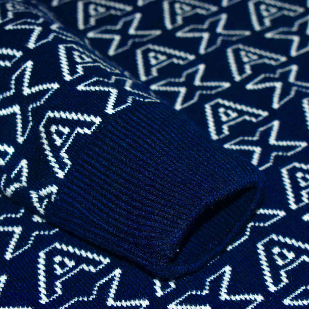 Armani Exchange Blue All over logo High Neck Sweatshirt-4