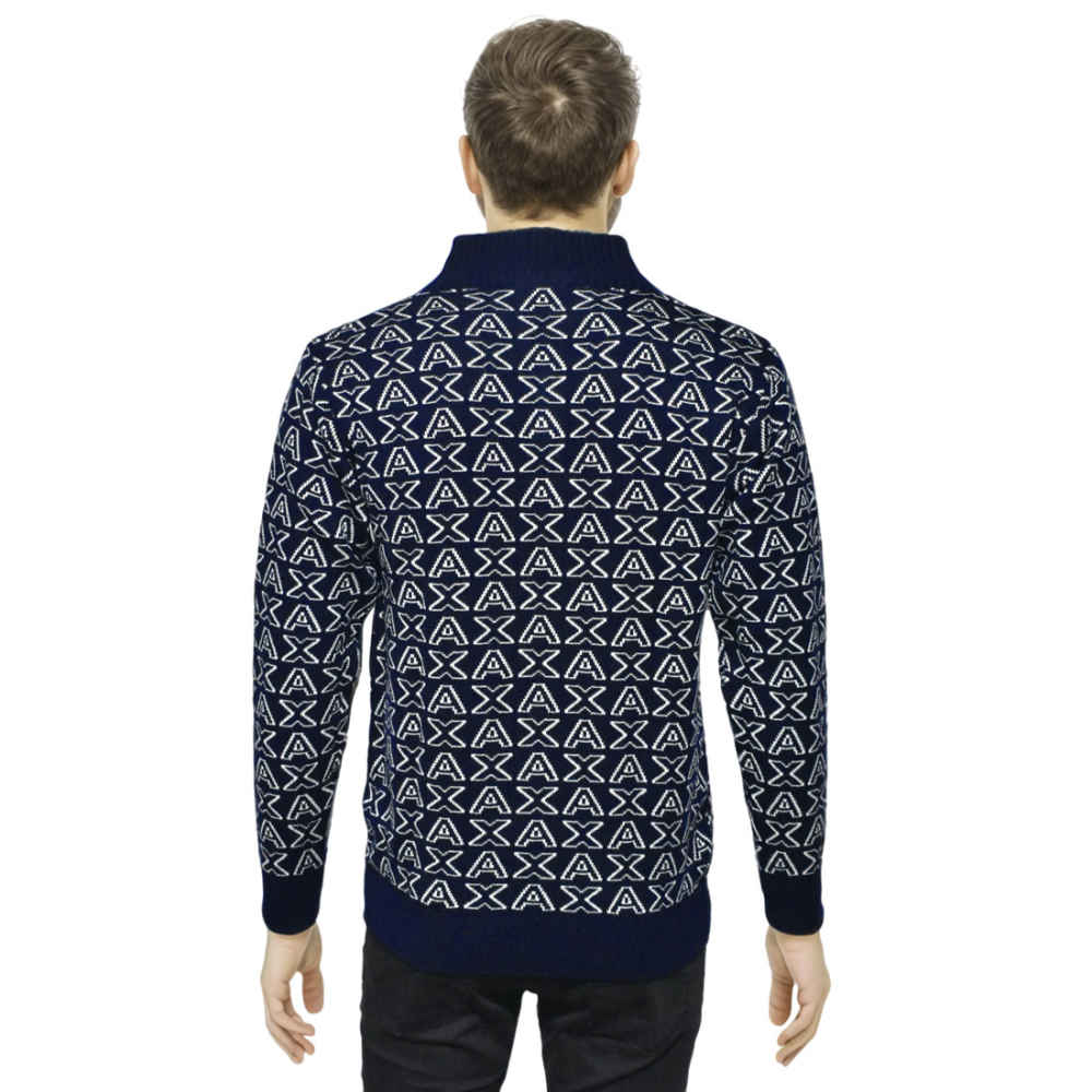 Armani Exchange Blue All over logo High Neck Sweatshirt-1