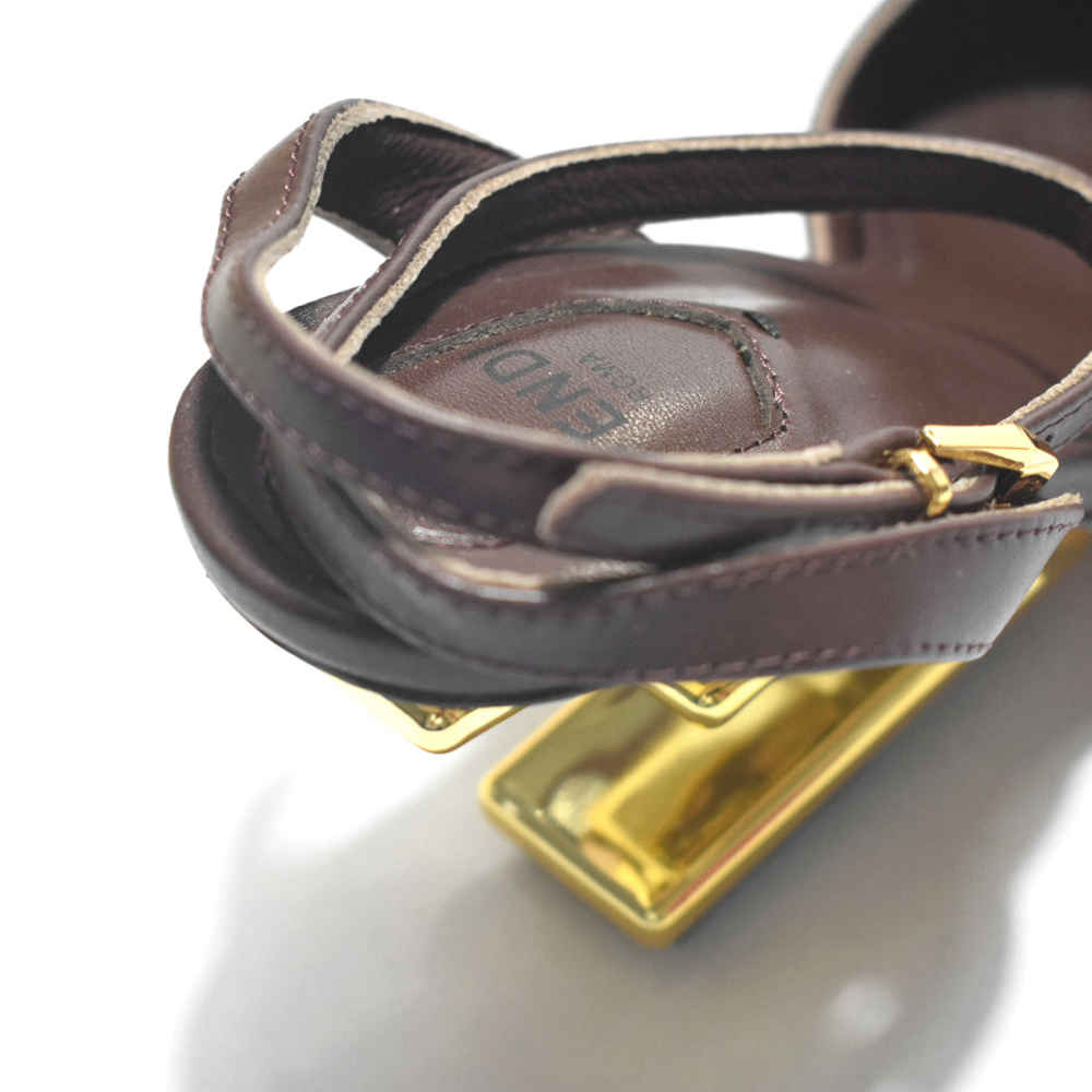 Fendi Coffee Premium Heel Sandals-4