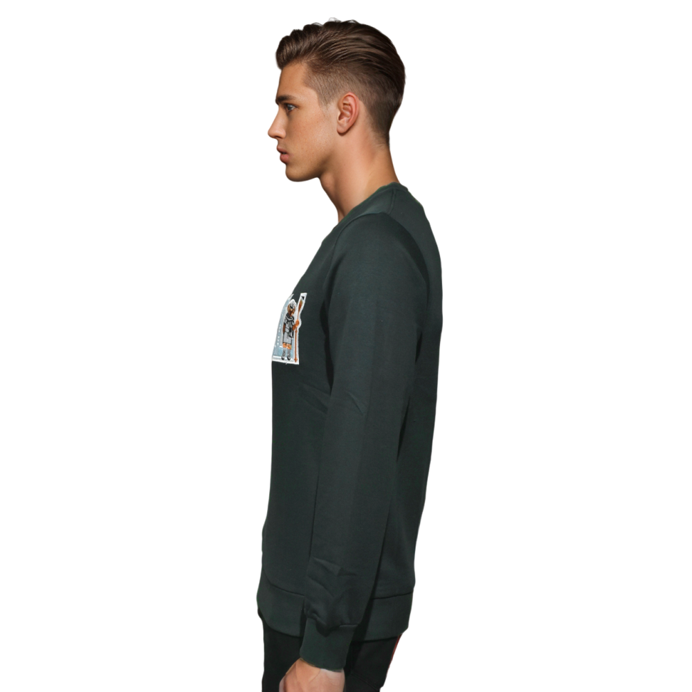 Bear Print Green Premium Quality Sweatshirt-3