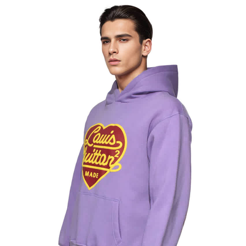 Louis Vuitton Heart Print Purple Premium Hoodie-thumb-0