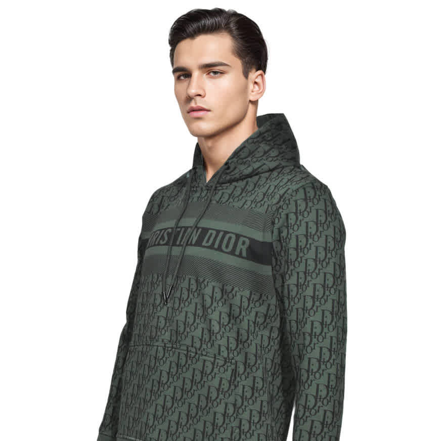Dior Green Monogram Printed Premium Hoodie-thumb-0