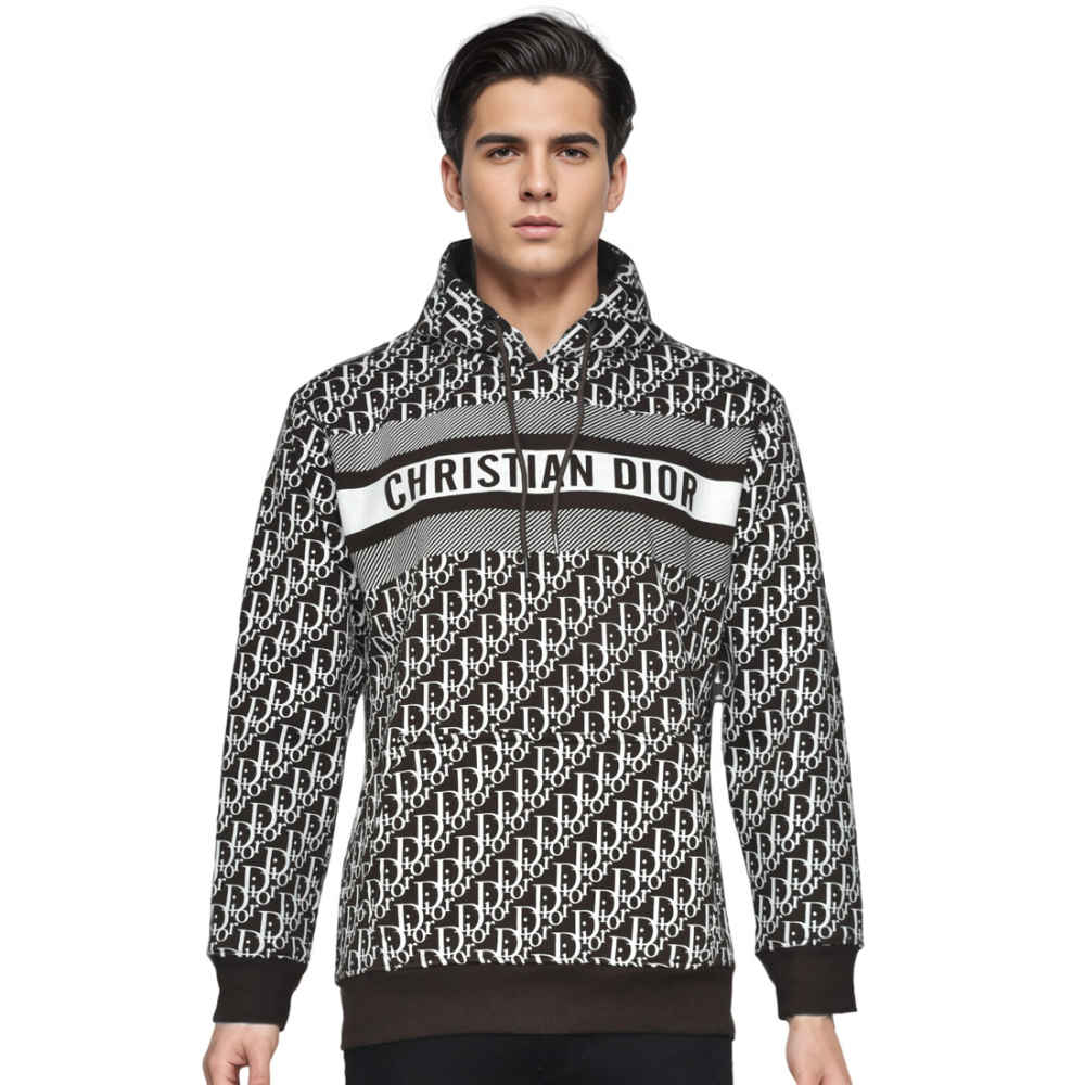 Dior Brown Monogram Printed Premium Hoodie-1